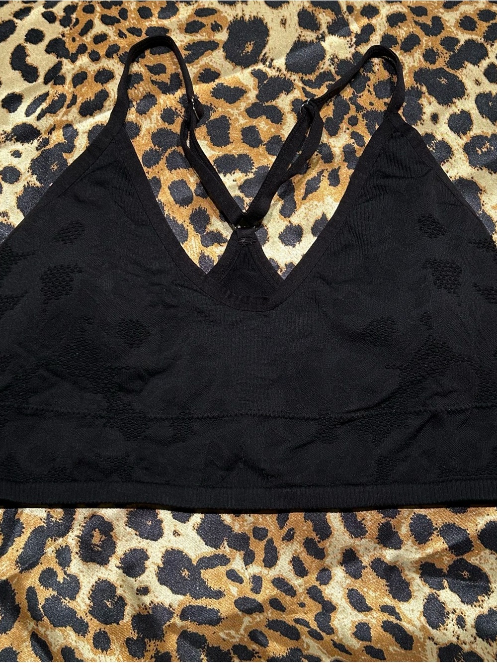 Aerie Black Seamless Printed Longline Bralette